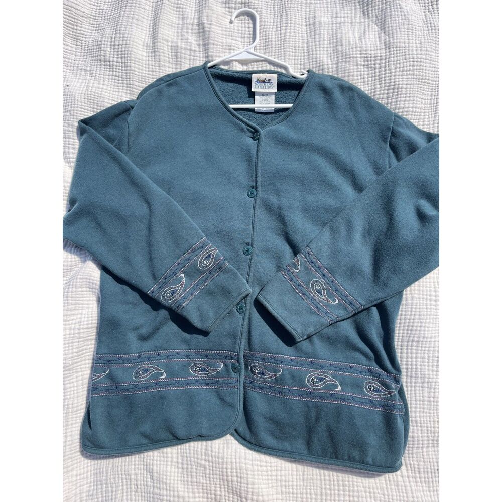 Vintage Northern Reflections Turquoise Paisley Sweater Size XL